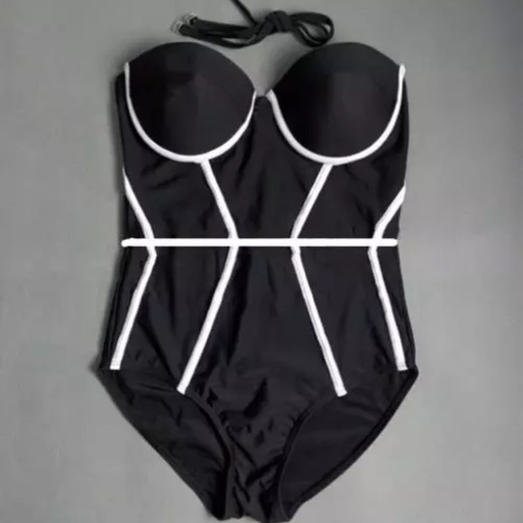 Padded Strapless Printed Monokini Bathing Suit - Picture 2 of 7